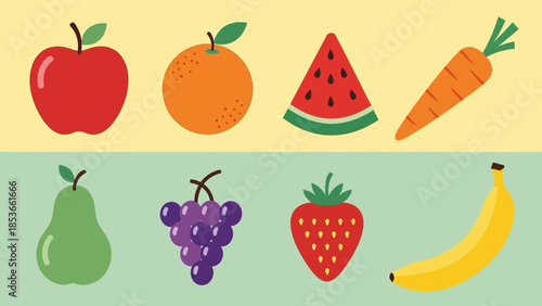 Collection of assorted fresh and healthy fruits and vegetables for a balanced diet