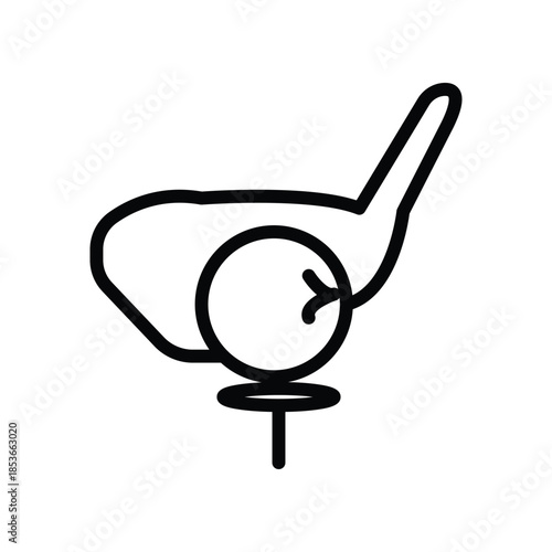 Golf Ball on Tee with Club, Golfing Illustration