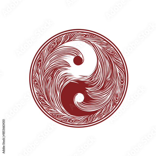 Intricate yin yang symbol harmony and balance vector design
