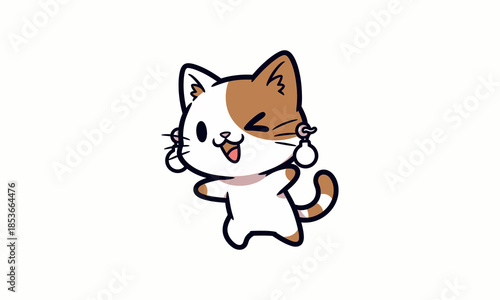 Cartoon Cat Character with Orange Patch  vector White background