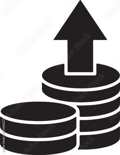 Increasing financial growth and profit icon