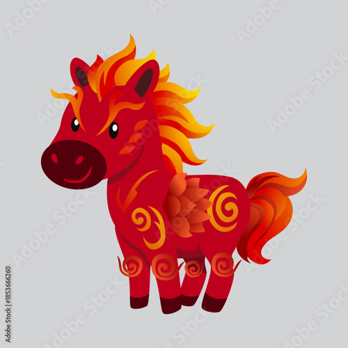 lunar red horse closes its legs