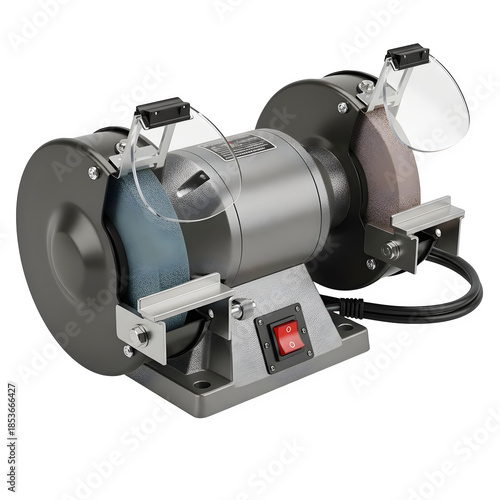 Bench grinder on black background isolated on transparent background