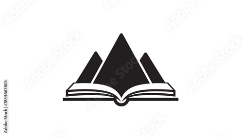 Open Book with Mountain Logo Design.