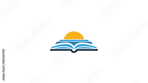 Open book with rising sun symbol 2.
