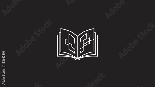 Simple White Open Book Icon Illustration.