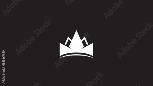 White Crown Icon on Black Background 2.