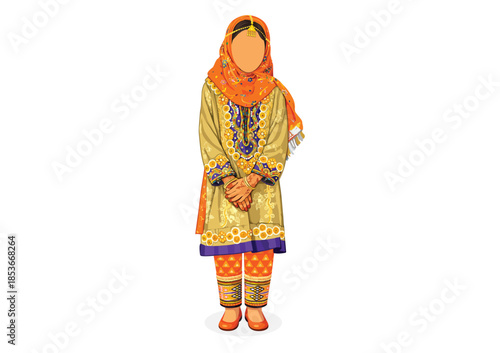  Arabic Girl wearingTraditional Omani dress with Indian jewelry and gold