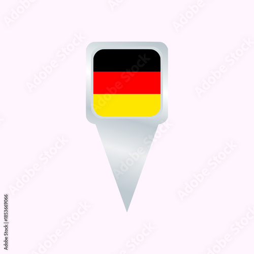 Germany Map Pin Icon with National Flag. Glossy Location Pointer Vector Illustration. Ideal for maps, navigation apps, websites, presentations, travel projects, geographic infographics
