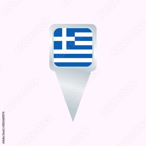 Greece Map Pin Icon with National Flag. Glossy Location Pointer Vector Illustration. Ideal for maps, navigation apps, websites, presentations, travel projects, geographic infographics