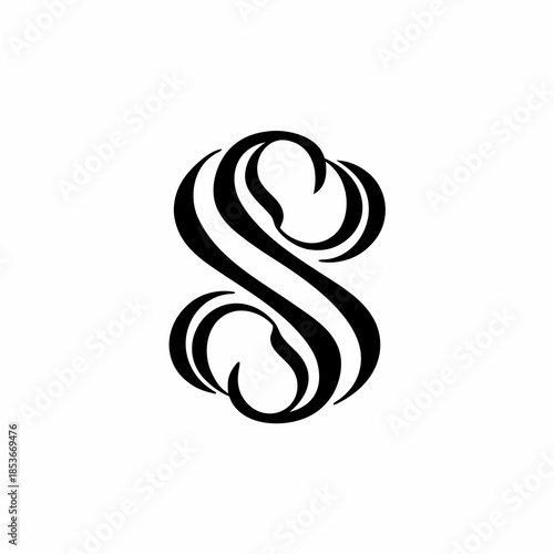 Elegant Fashion and Beauty Vector Logo with Luxury Abstract Symbol and Smooth Curves in Minimalist Flat Design