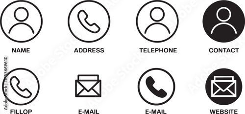 set of icons for web design. Contact information icons