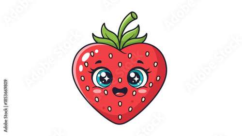 Cartoon Strawberry Character with Smiling Face 1.