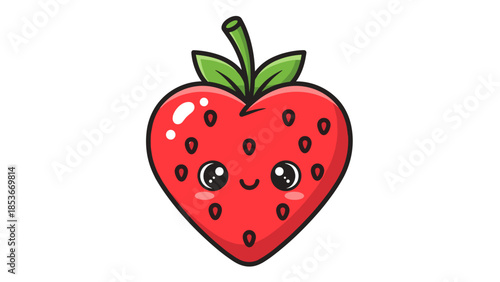 Cartoon Strawberry Character with Smiling Face.