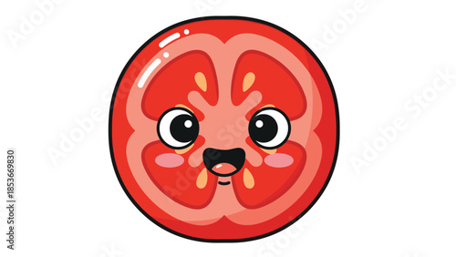 Cartoon Tomato with Facial Expression.