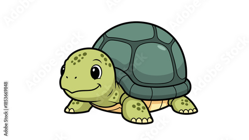 Cartoon Turtle Illustration with Green Shell.