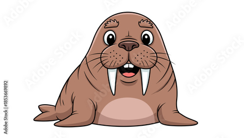 Cartoon Walrus Character with Tusks.