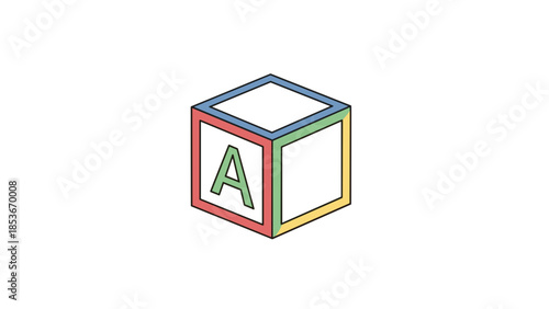 Colorful Wooden Alphabet Block with Letter A.