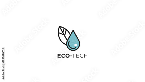 Eco Tech Logo with Water Drop.