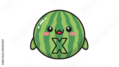 Cute Cartoon Watermelon Character with Smile.