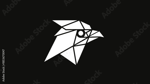 Geometric Origami Bird Head Illustration Design.