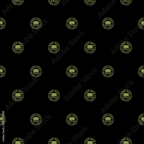 Local Small Business seamless pattern isolated on black background