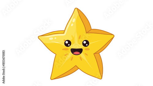 Happy Cartoon Star Character Smiling Face.