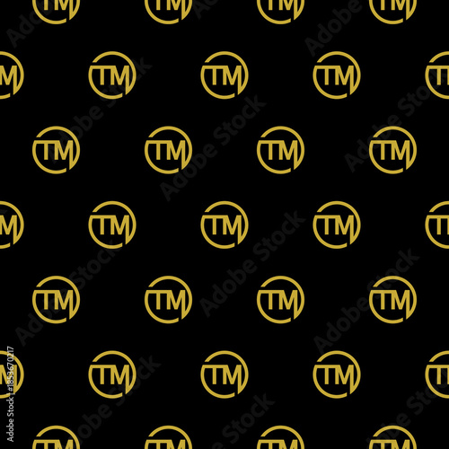 Trademark, TM Symbol trademark seamless pattern isolated on black background