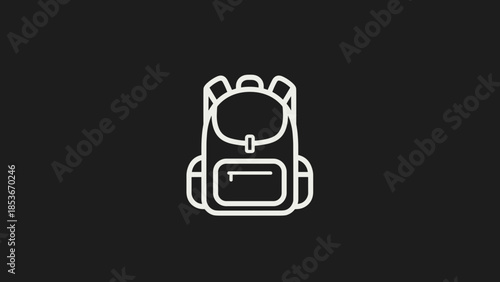 Simple White Backpack Icon on Black.