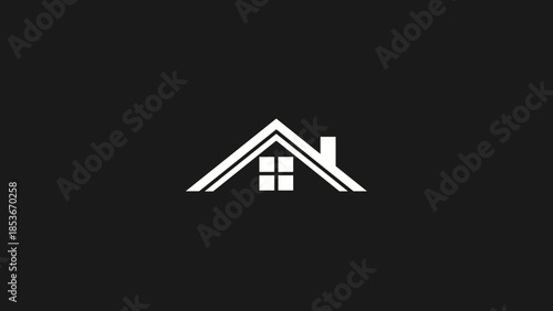 Simple White House Icon on Black.