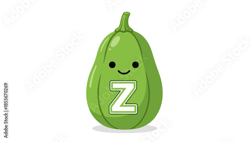 Smiling Avocado Character with Letter Z.