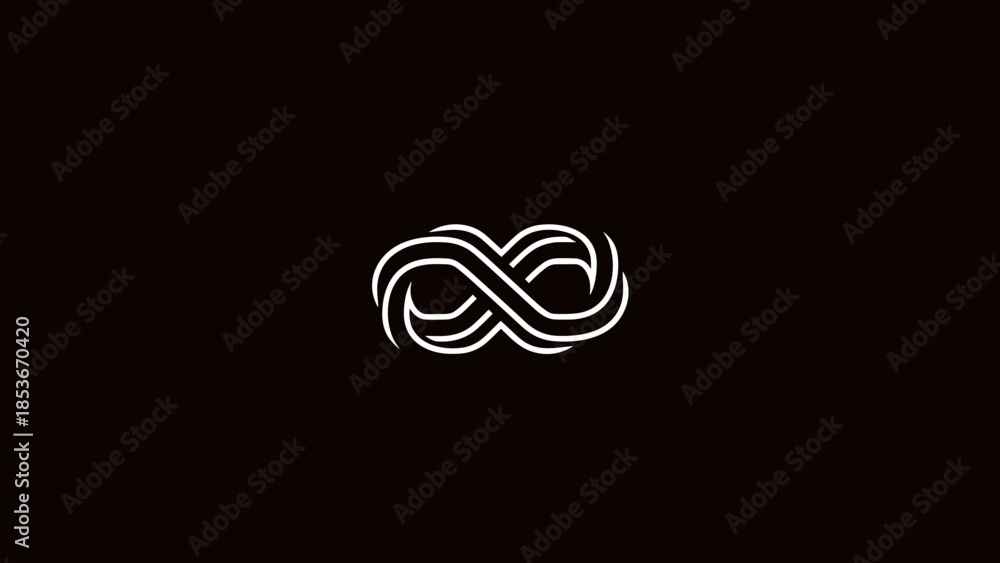 Fototapeta premium White Infinity Symbol on Black Background 1.