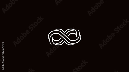 White Infinity Symbol on Black Background 1.