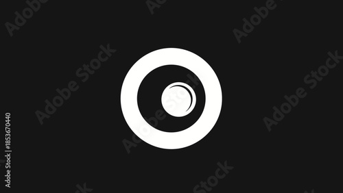 White Target Icon on Black Background.