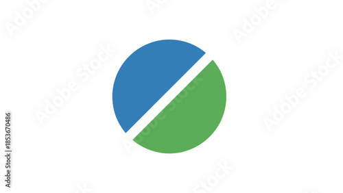 Blue and Green Pie Chart Icon.