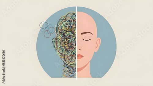 Overthinking and Calm Mind Concept Illustration