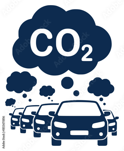 Cars emitting C O2 smoke clouds representing environmental pollution concept emission