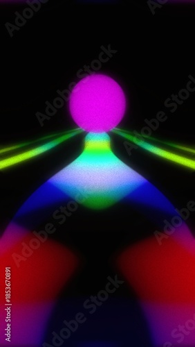 Glowing magenta sphere with vibrant neon gradients on dark background