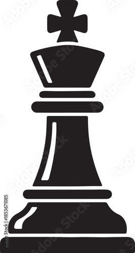 Black chess king piece on white background