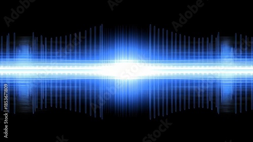 Mesmerizing abstract blue light beam illuminating deep dark void with ethereal glow.