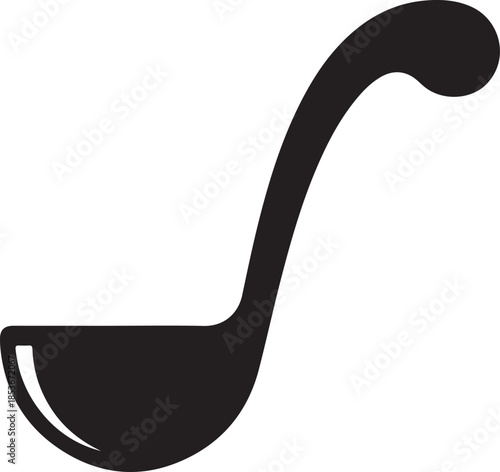 A black hook shaped object on a white background