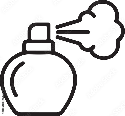 Perfume bottle spraying fragrance into the air