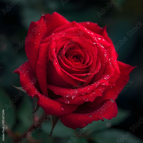 red rose with water drops