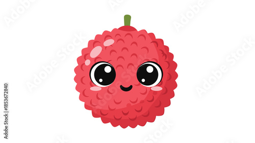 Cartoon Raspberry with Smiling Face Character.