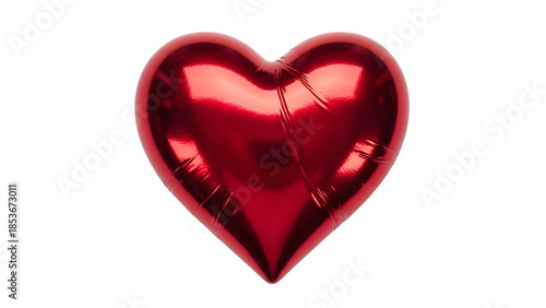 Red heart shaped balloon isolated on transparent background