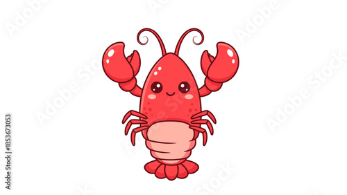 Cute Cartoon Red Lobster Character Illustration.