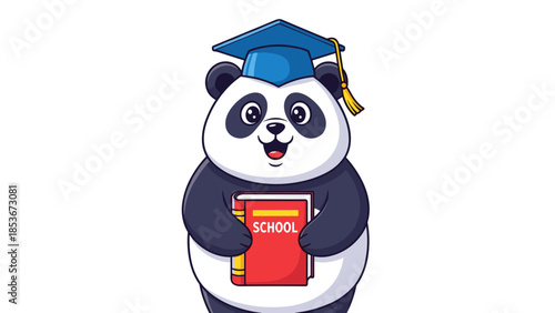 Graduated Panda Bear Holding School Book.