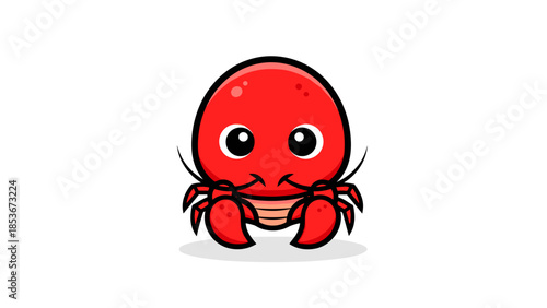 Red Cartoon Spider Character Illustration.