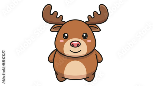 Adorable Cartoon Moose Character Illustration.