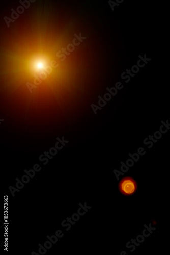 Abstract Natural Sun flare on the black
